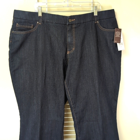 Dana Buchman Denim - Dana Buchman Size 22W Plus Women's Wide Leg Classic Fit Dark Wash Blue Jeans